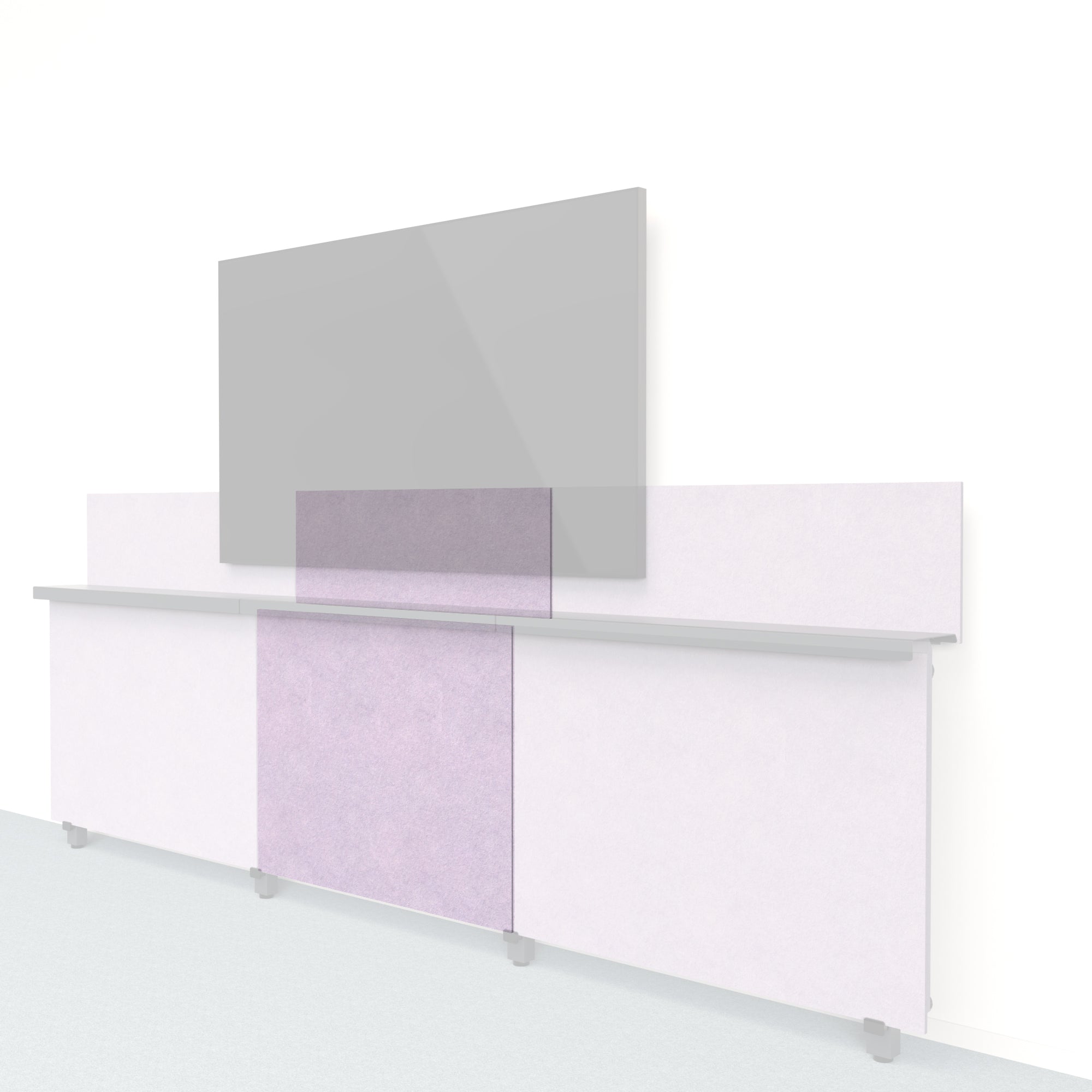Heckler Framework Short Inner Panel & Backsplash in Lilac Felt Right — modular lilac PET felt AV wall panel for the Heckler Framework system.