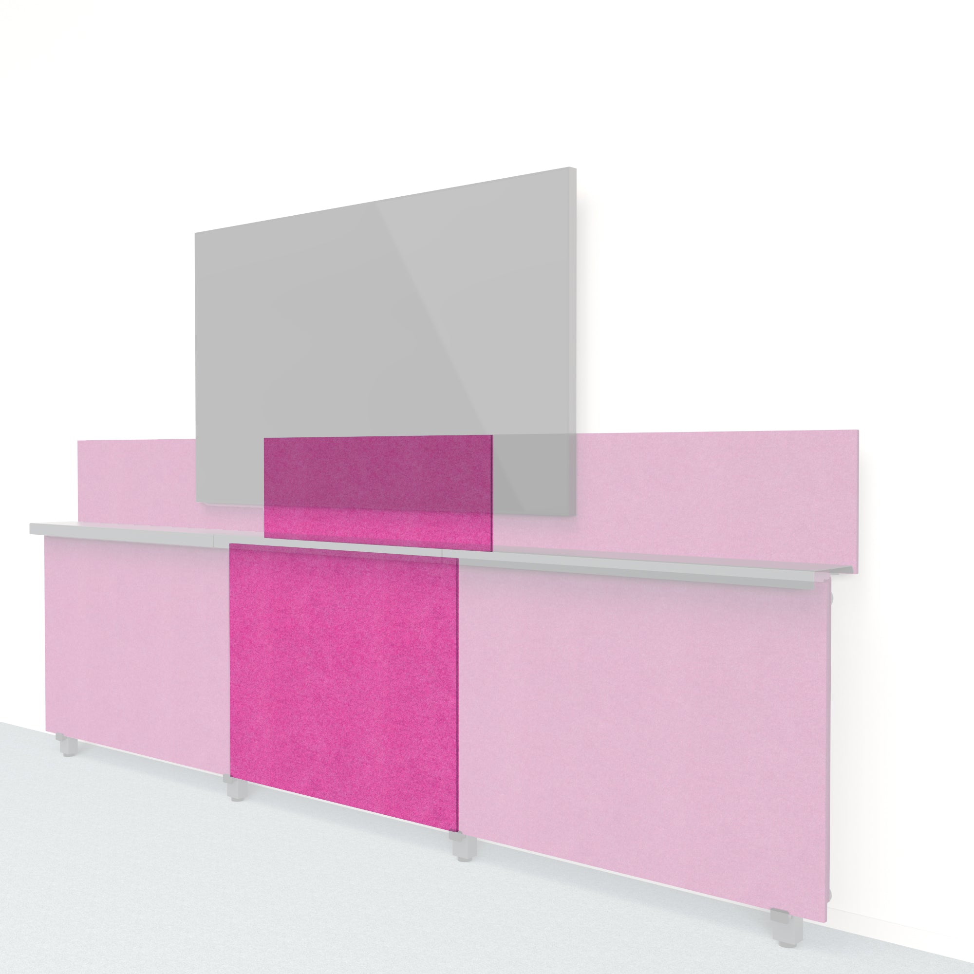 Heckler Framework Short Inner Panel & Backsplash in Plum Felt Right — modular plum purple PET felt AV wall panel for the Heckler Framework system.