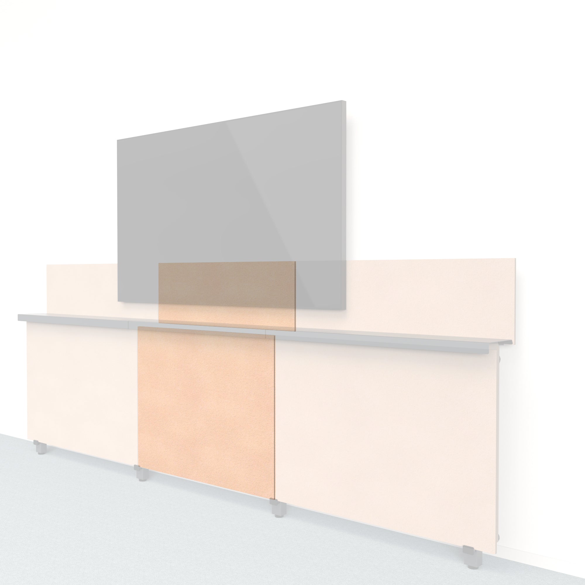 Heckler Framework Short Inner Panel & Backsplash in Porcelain Felt Right — modular porcelain white PET felt AV wall panel for the Heckler Framework system.