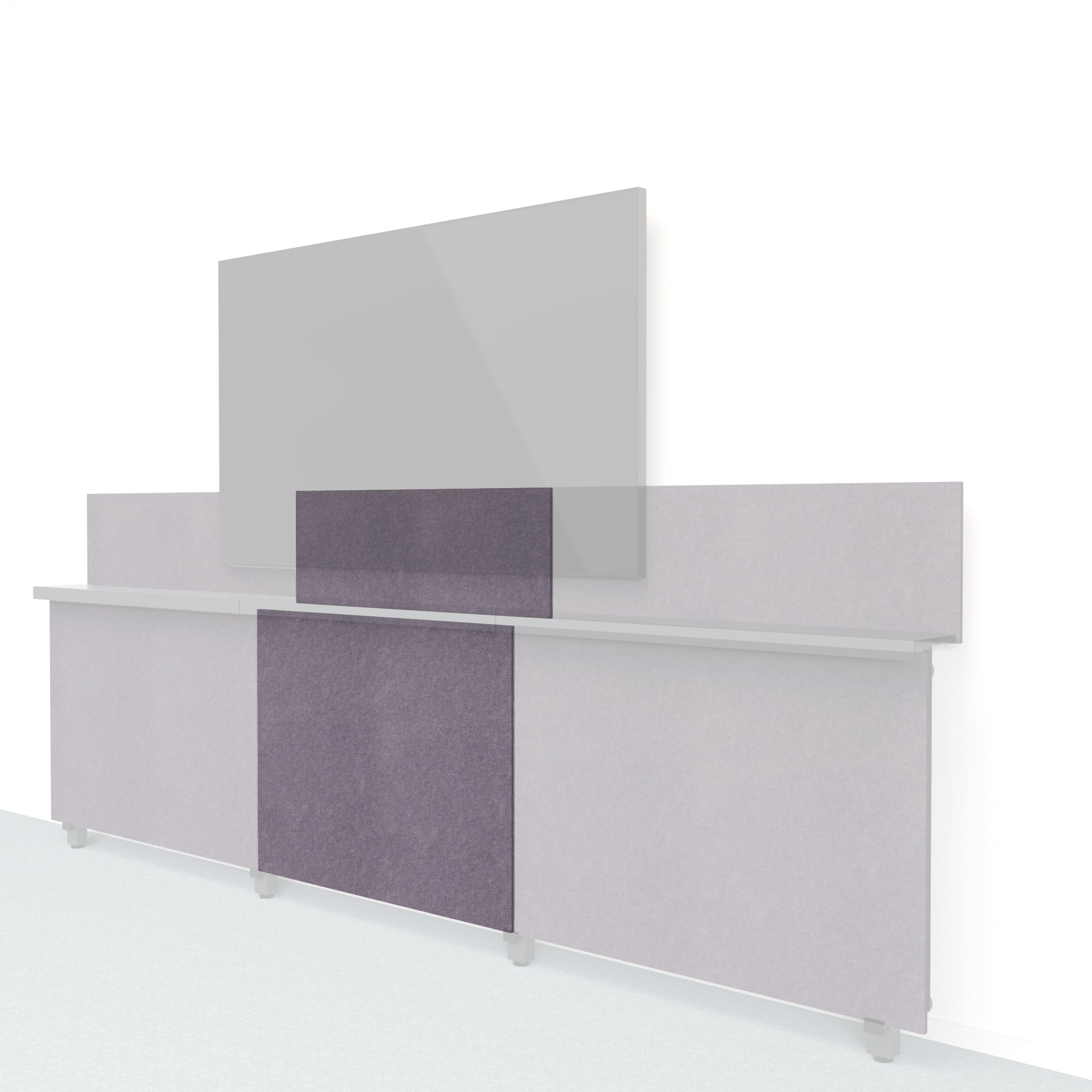 Heckler Framework Short Inner Panel & Backsplash in Wisteria Felt Right — modular wisteria purple PET felt AV wall panel for the Heckler Framework system.
