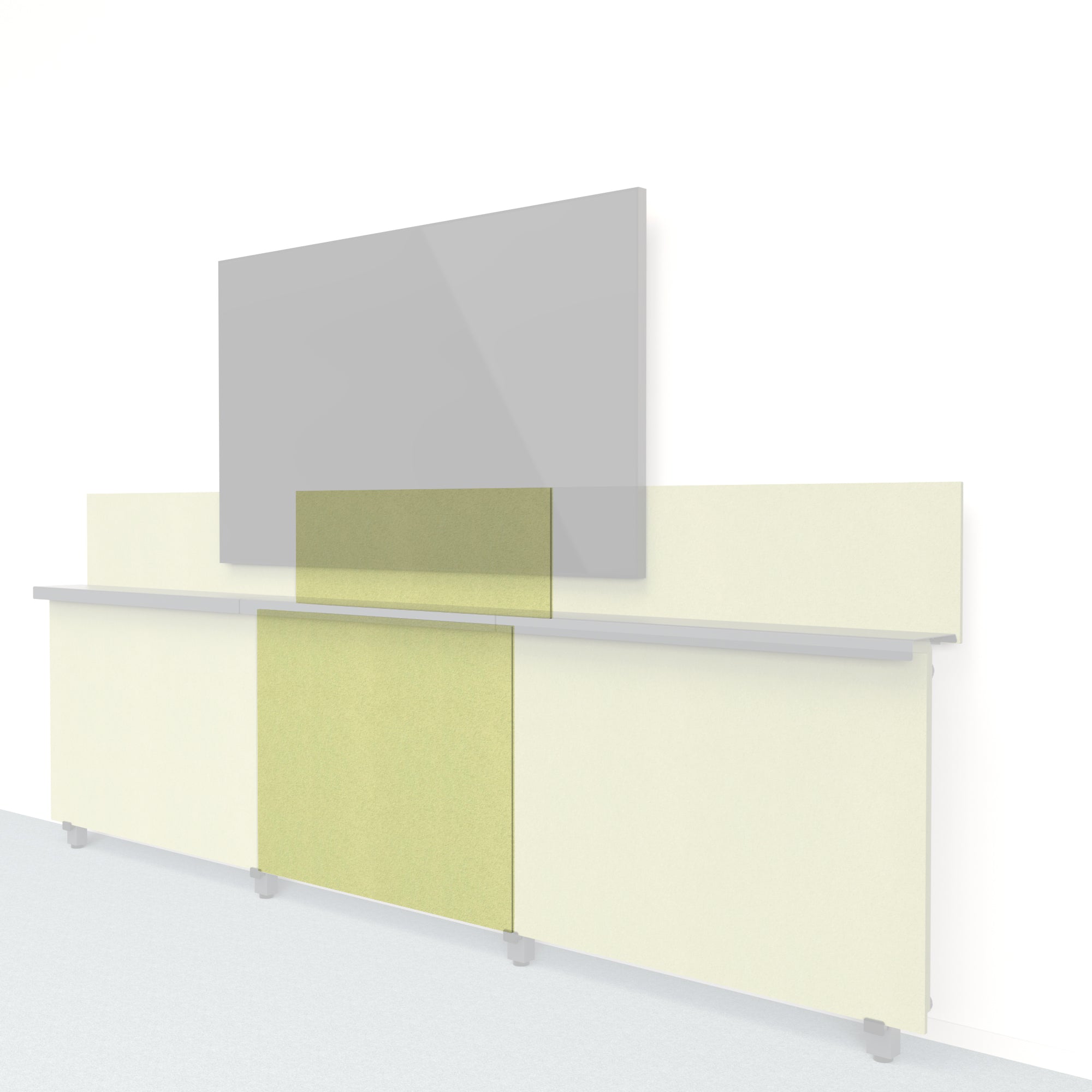Heckler Framework Short Inner Panel & Backsplash in Aloe Felt Right — modular aloe green PET felt AV wall panel for the Heckler Framework system.