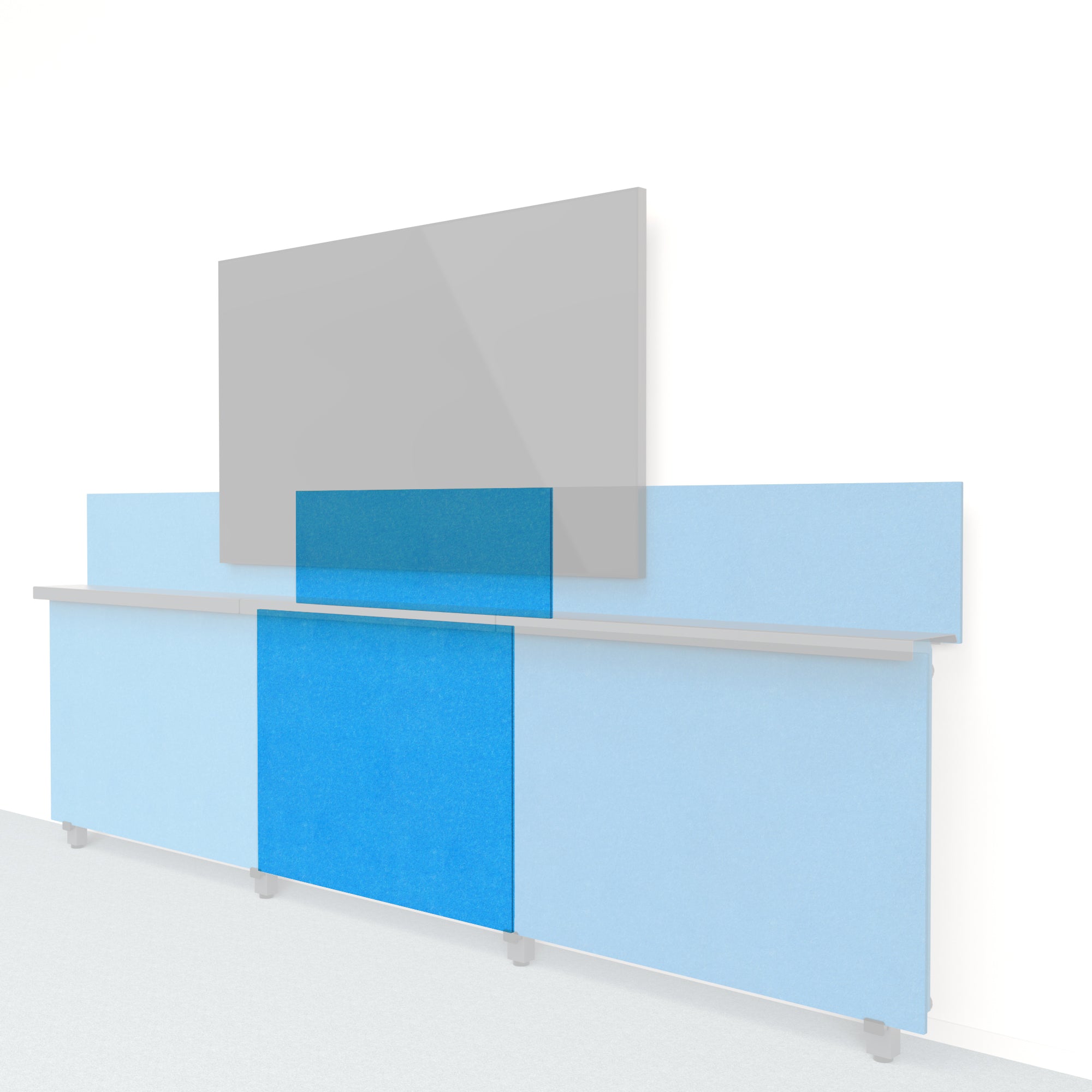 Heckler Framework Short Inner Panel & Backsplash in Cayman Felt Right — modular cayman teal PET felt AV wall panel for the Heckler Framework system.