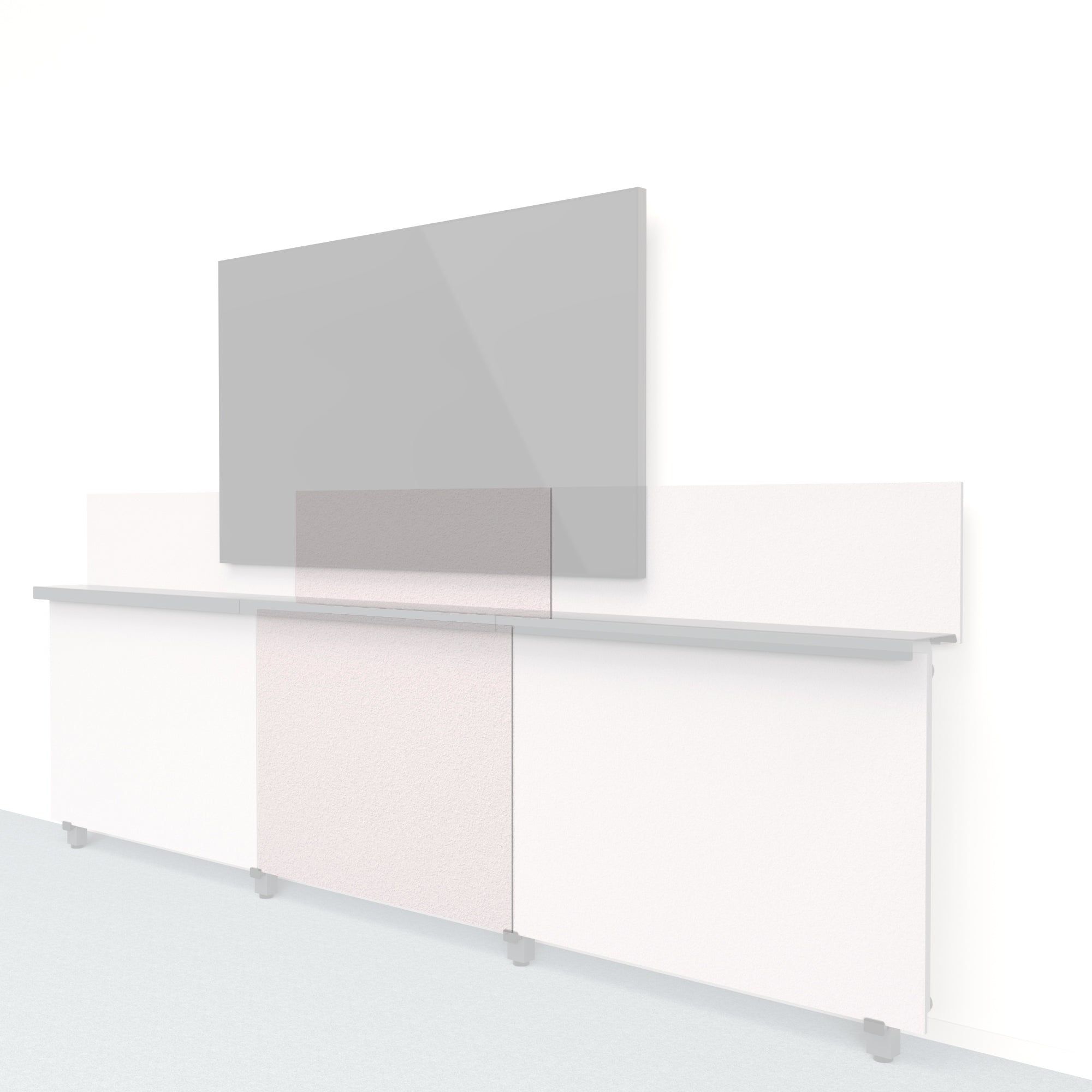 Heckler Framework Short Inner Panel & Backsplash in Fog Felt Right — modular fog gray PET felt AV wall panel for the Heckler Framework system.