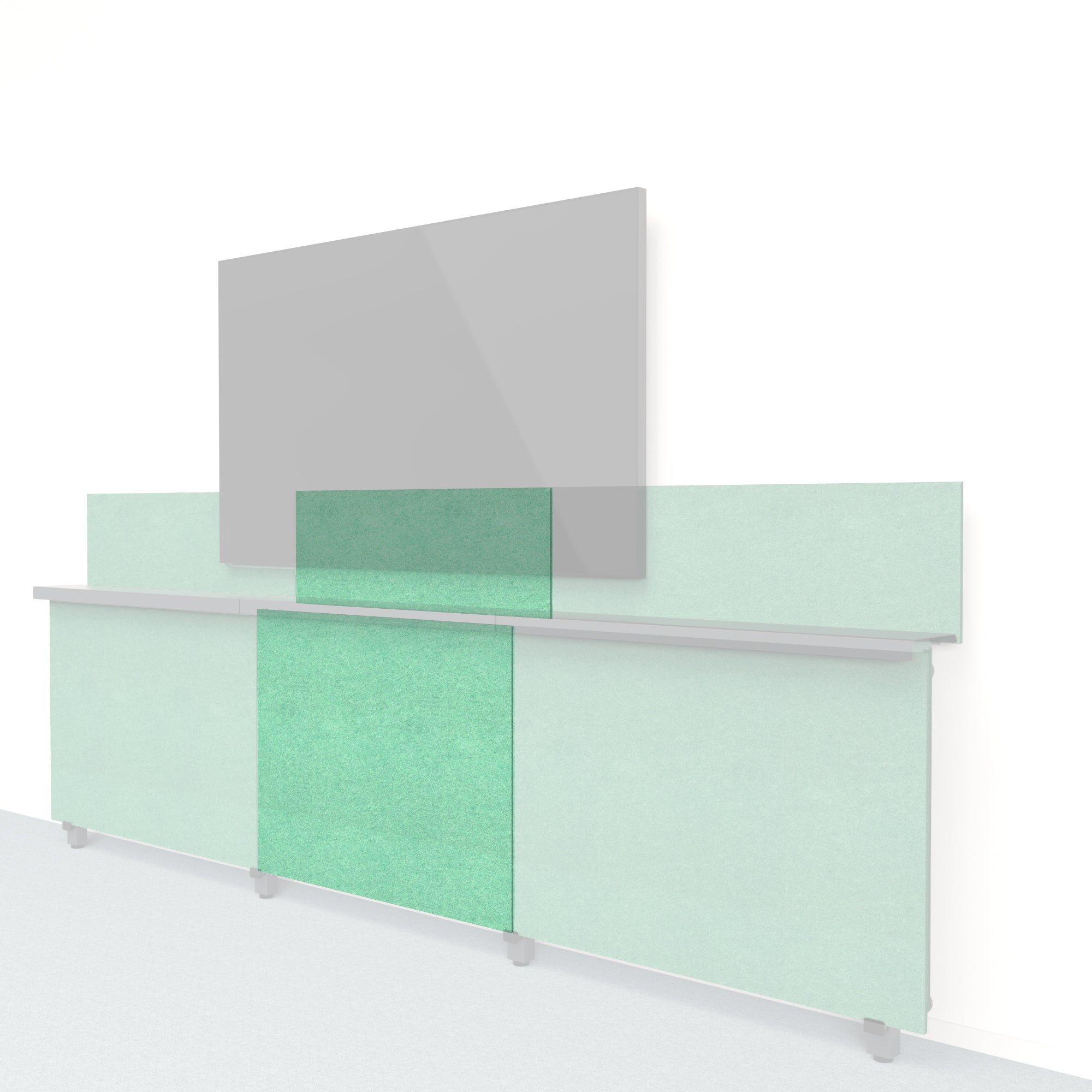 Heckler Framework Short Inner Panel & Backsplash in Mint Felt Right — modular mint green PET felt AV wall panel for the Heckler Framework system.