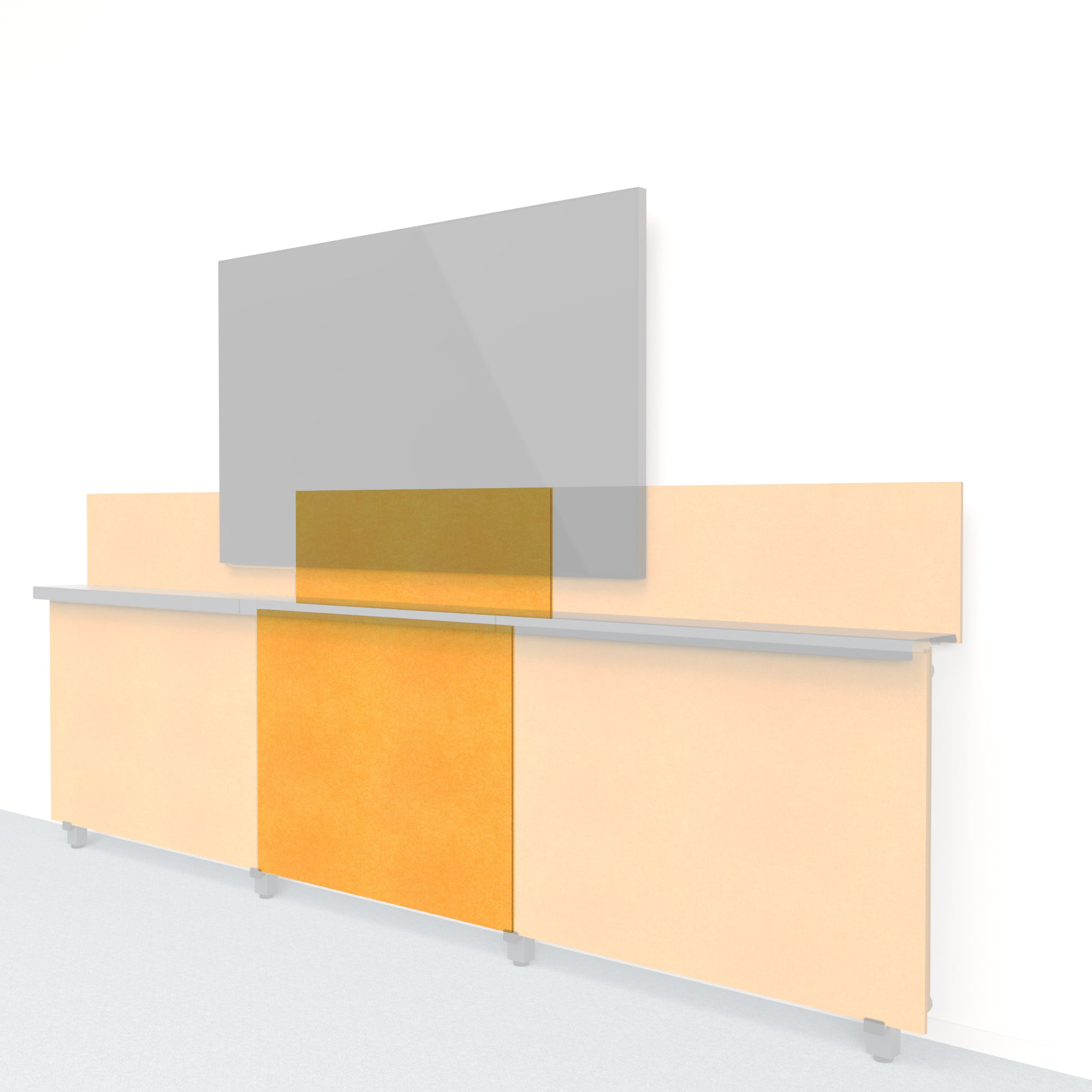 Heckler Framework Short Inner Panel & Backsplash in Mustard Felt Right — modular mustard-yellow PET felt AV wall panel for the Heckler Framework system.