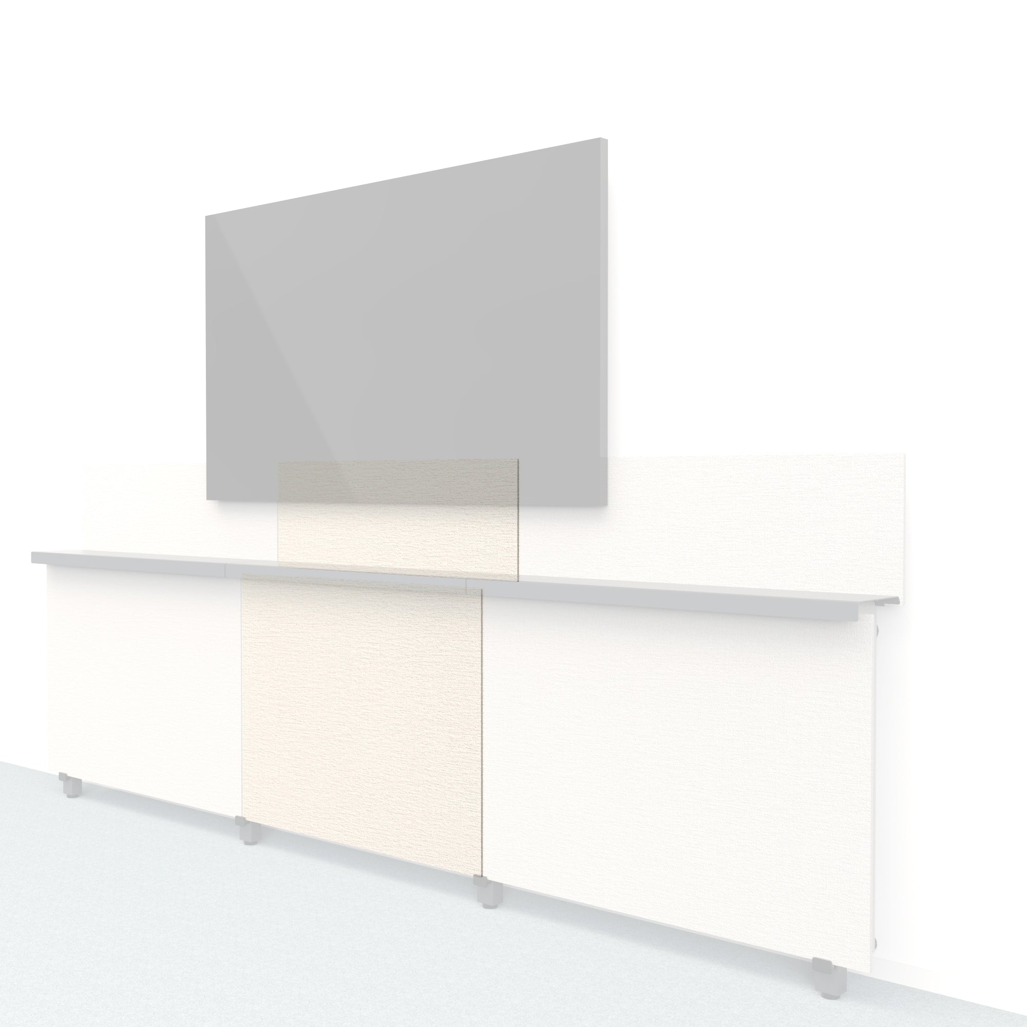 Heckler Framework Short Inner Panel & Backsplash in Off White Maharam textile — modular textile-wrapped off-white AV wall panel for the Heckler Framework system.