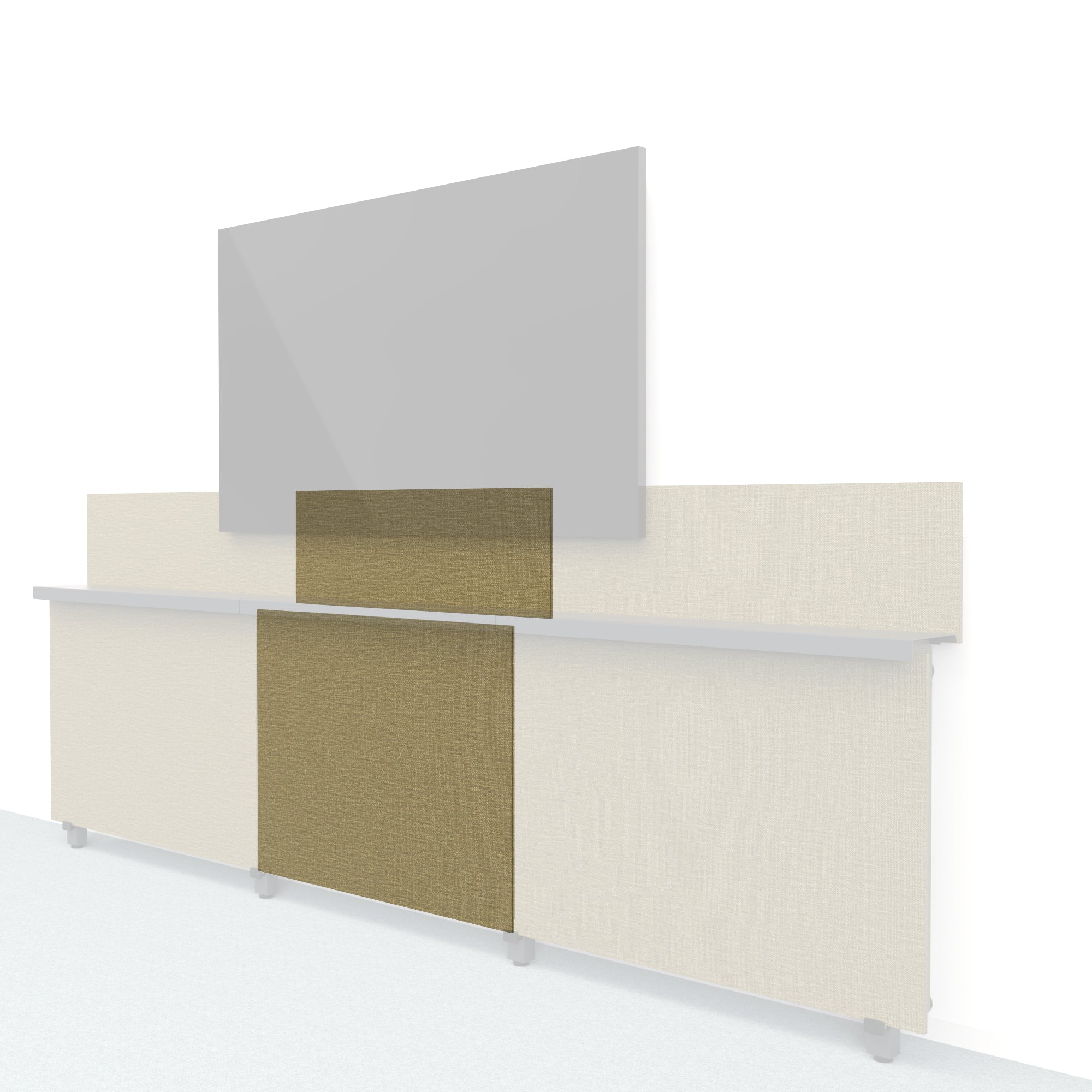 Heckler Framework Short Inner Panel & Backsplash in Saguaro Maharam textile — modular textile-wrapped desert green AV wall panel for the Heckler Framework system.
