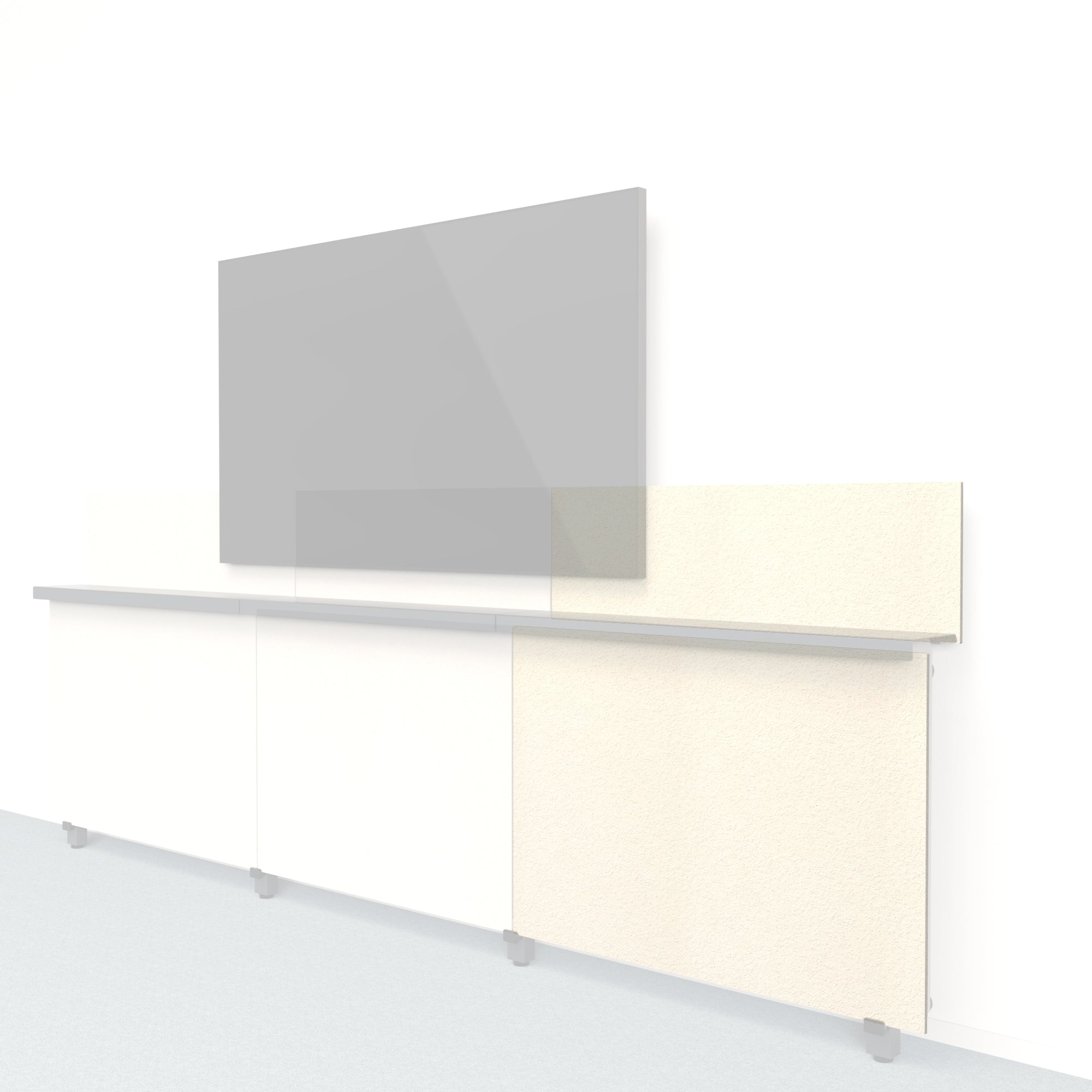 Heckler Framework Short Outer Panel & Backsplash in Ivory Felt Right — modular ivory PET felt AV wall panel for the Heckler Framework system.
