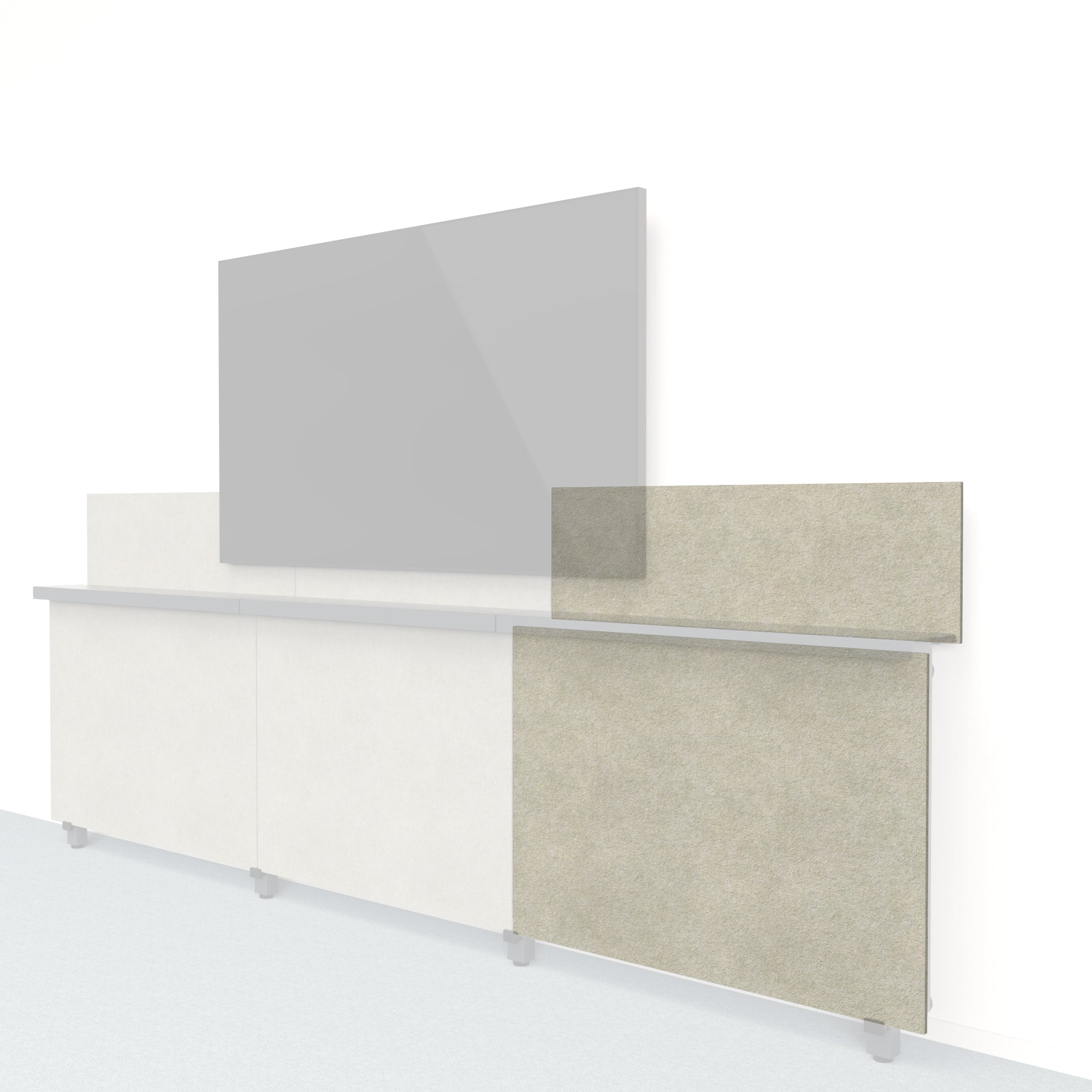 Heckler Framework Short Outer Panel & Backsplash in Sage Felt Right — modular sage green PET felt AV wall panel for the Heckler Framework system.