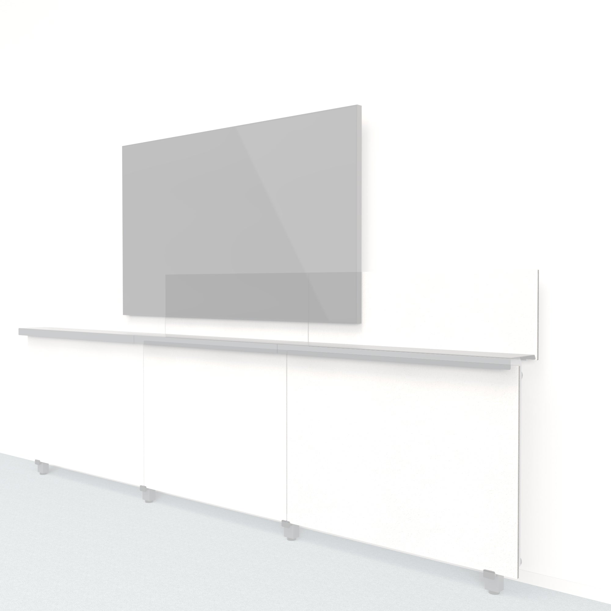 Heckler Framework Short Outer Panel & Backsplash in Zinc Felt Right — modular zinc gray PET felt AV wall panel for the Heckler Framework system.