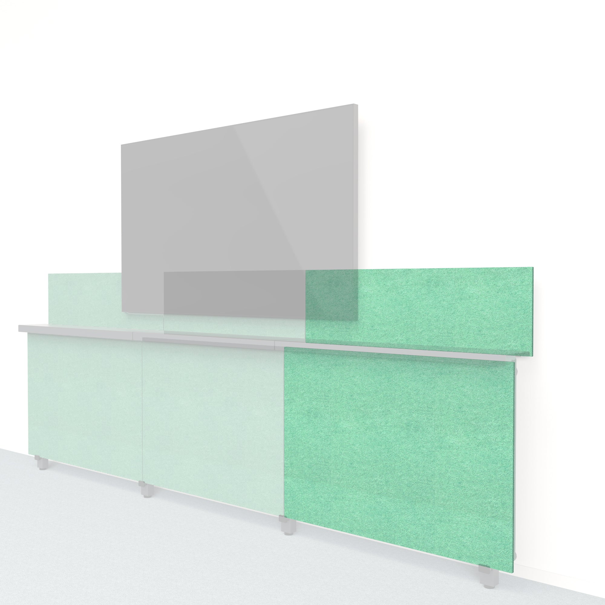 Heckler Framework Short Outer Panel & Backsplash in Mint Felt Right — modular mint green PET felt AV wall panel for the Heckler Framework system.
