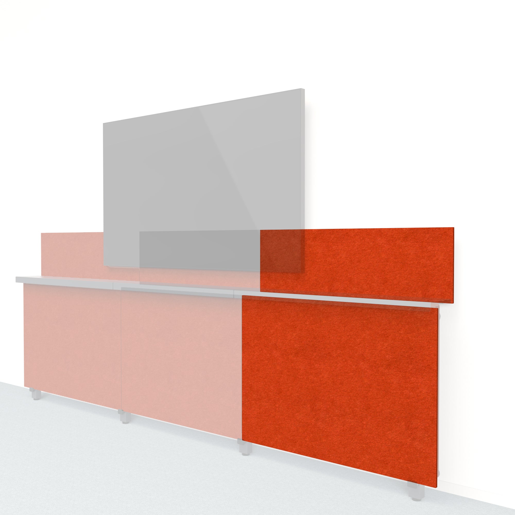 Heckler Framework Short Outer Panel & Backsplash in Moab Felt Right — modular terracotta rust PET felt AV wall panel for the Heckler Framework system.