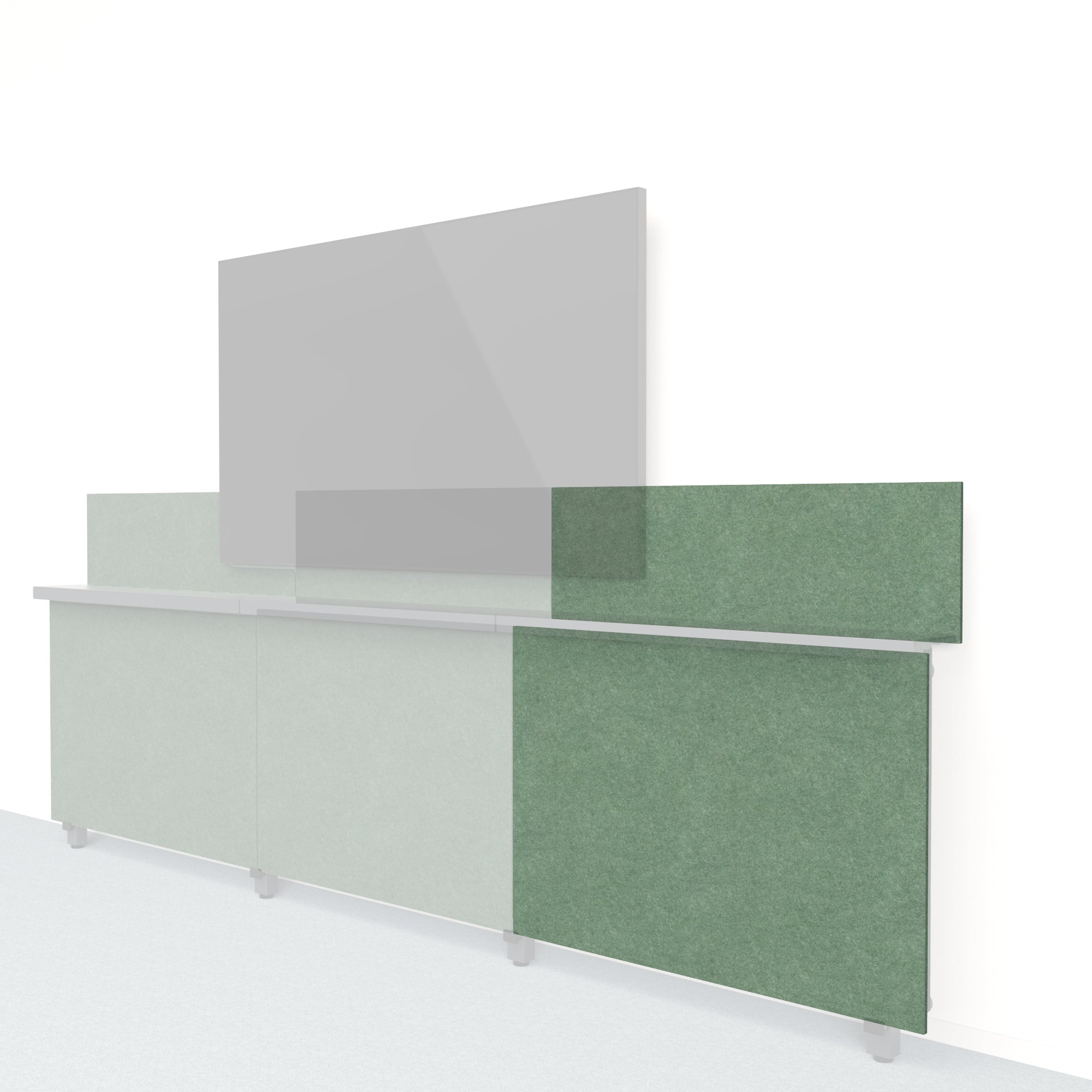 Heckler Framework Short Outer Panel & Backsplash in Palm Felt Right — modular deep palm green PET felt AV wall panel for the Heckler Framework system.