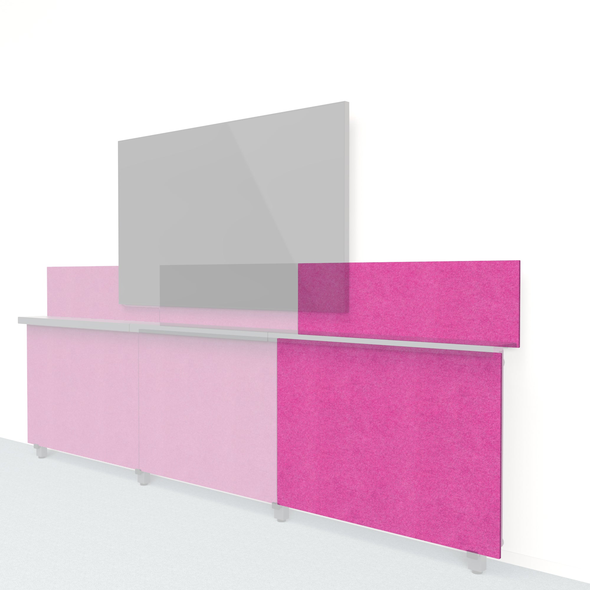 Heckler Framework Short Outer Panel & Backsplash in Plum Felt Right — modular plum purple PET felt AV wall panel for the Heckler Framework system.