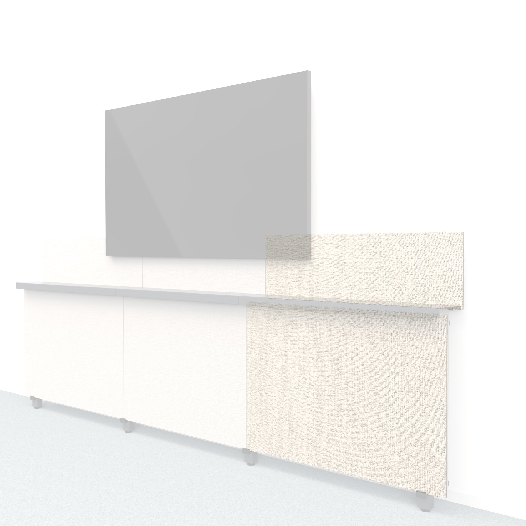 Heckler Framework Short Outer Panel & Backsplash in Off White Maharam textile — modular textile-wrapped off-white AV wall panel for the Heckler Framework system.