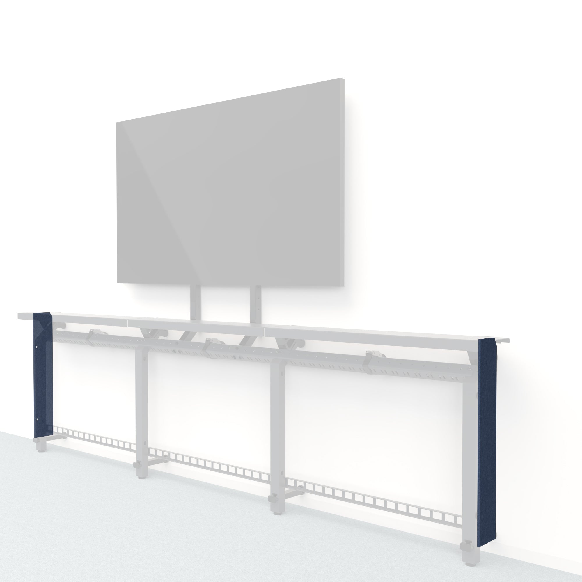 Heckler Framework Short End Cap in Indigo Felt Right — modular indigo blue PET felt end panel for the Heckler Framework AV wall system.