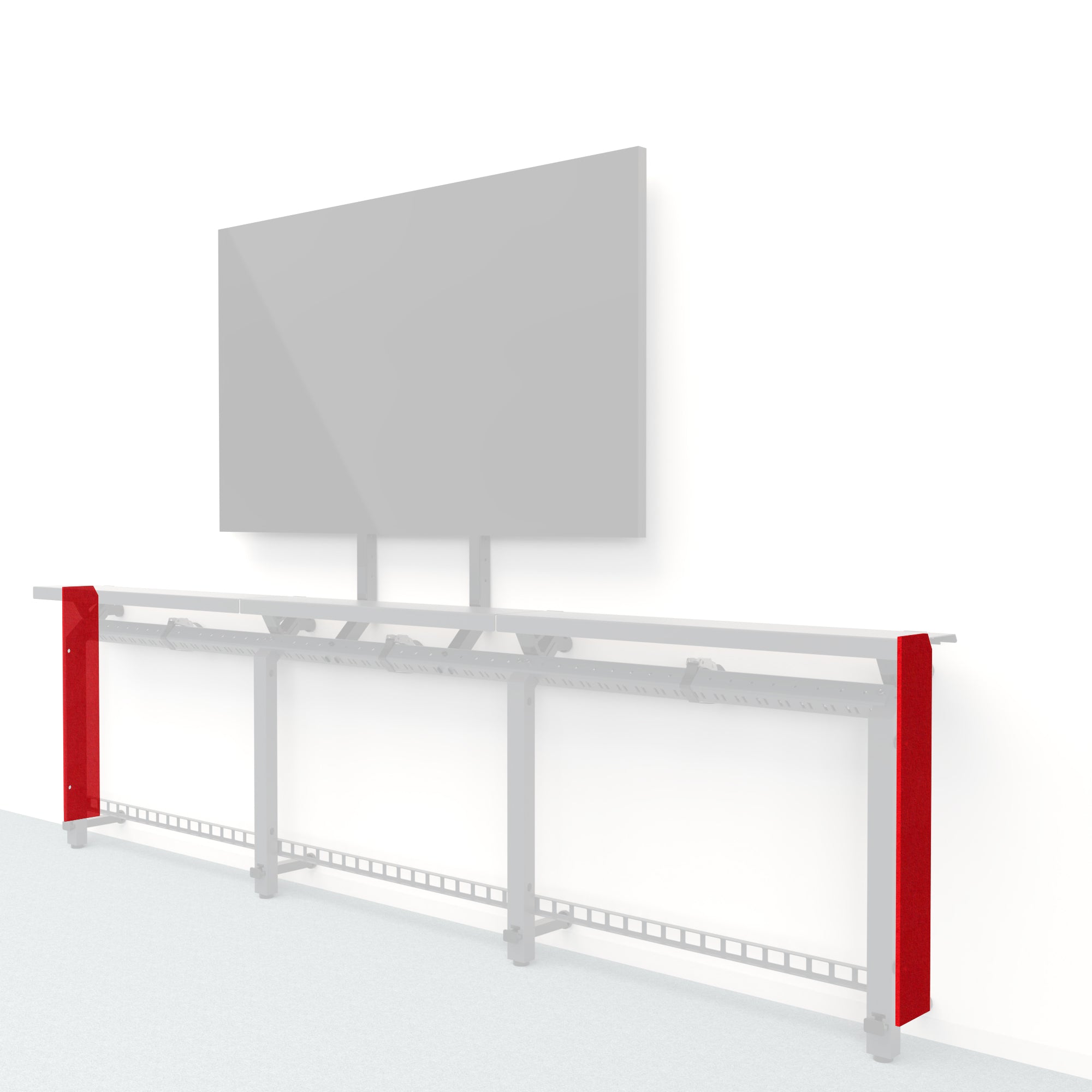 Heckler Framework Short End Cap in Scarlet Felt Right — modular scarlet red PET felt end panel for the Heckler Framework AV wall system.