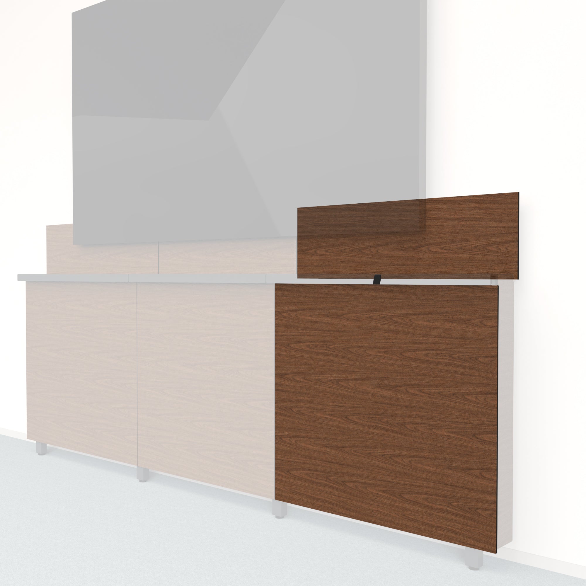 Framework Tall Outer Panel and Backsplash in 3M DI-NOC Walnut finish.
