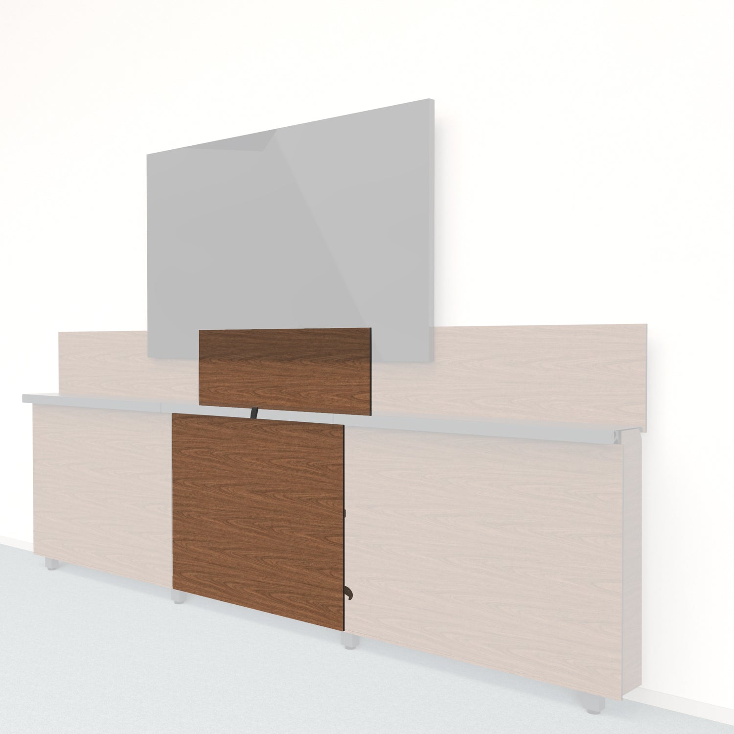 Framework Short Inner Panel and Backsplash in 3M DI-NOC Walnut finish.