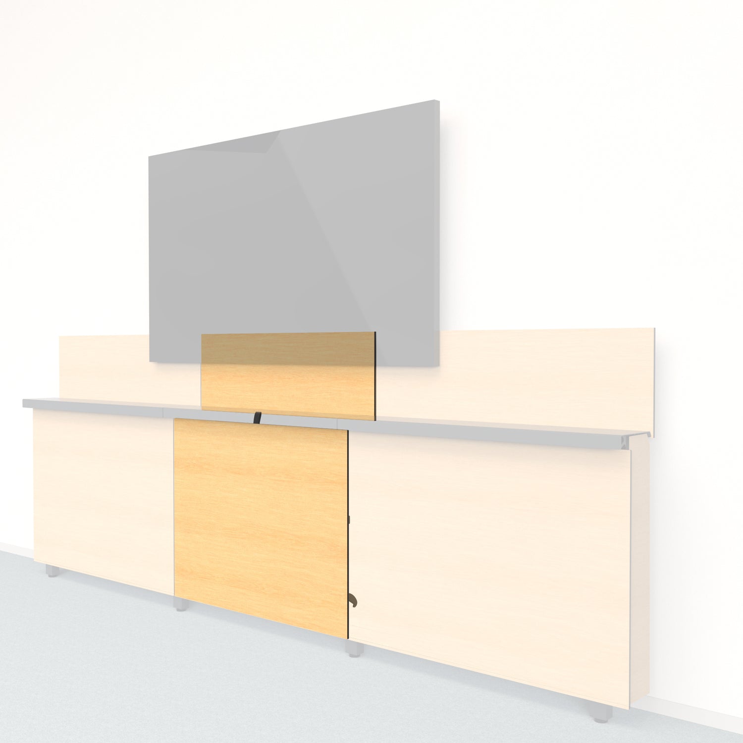 Framework Short Inner Panel and Backsplash in 3M DI-NOC Maple finish.