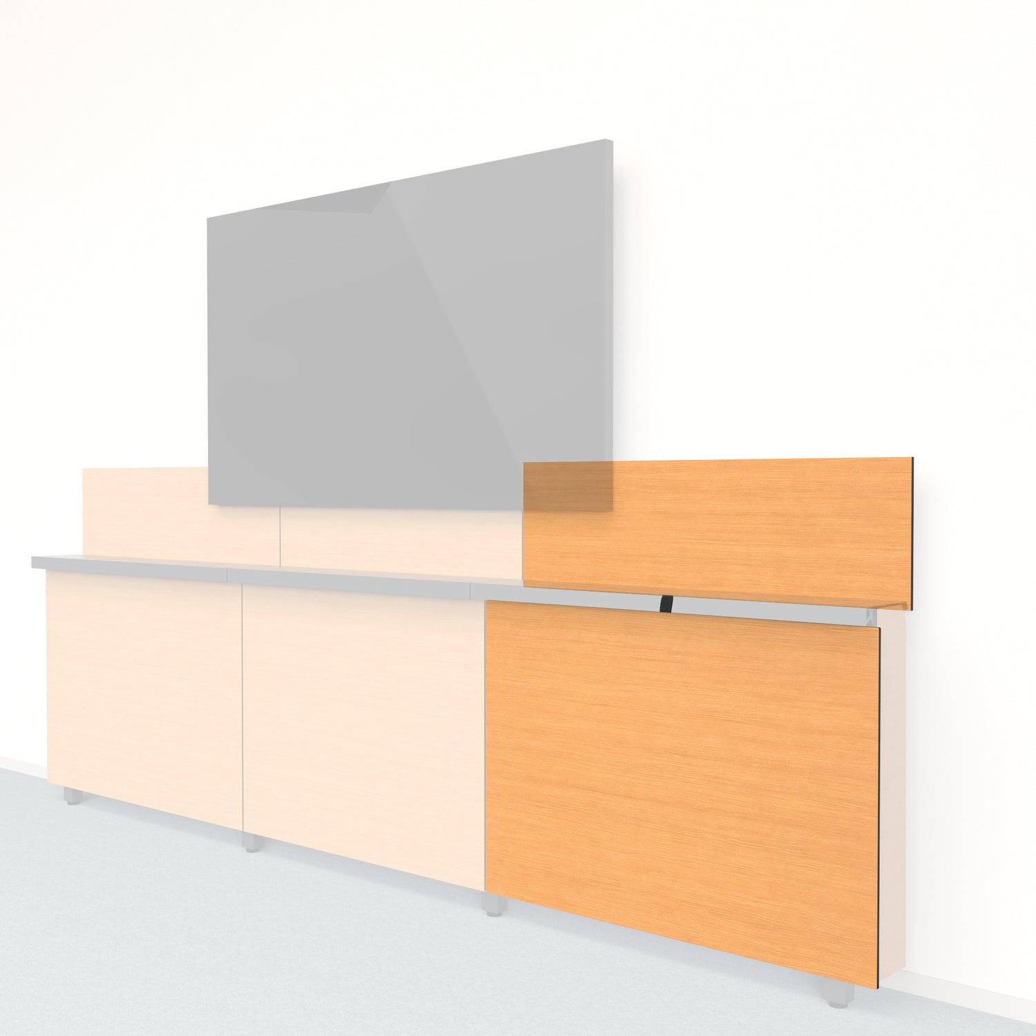Framework Short Outer Panel and Backsplash in 3M DI-NOC White Oak finish.