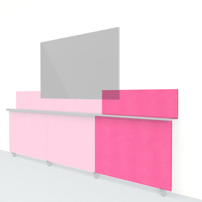Heckler Framework Short Outer Panel &amp; Backsplash in Hot Pink Felt Right — modular hot pink PET felt AV wall panel for the Heckler Framework system.