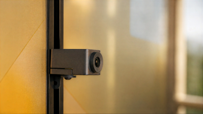 Eyeline Camera Mount for Dual Displays installed between displays.