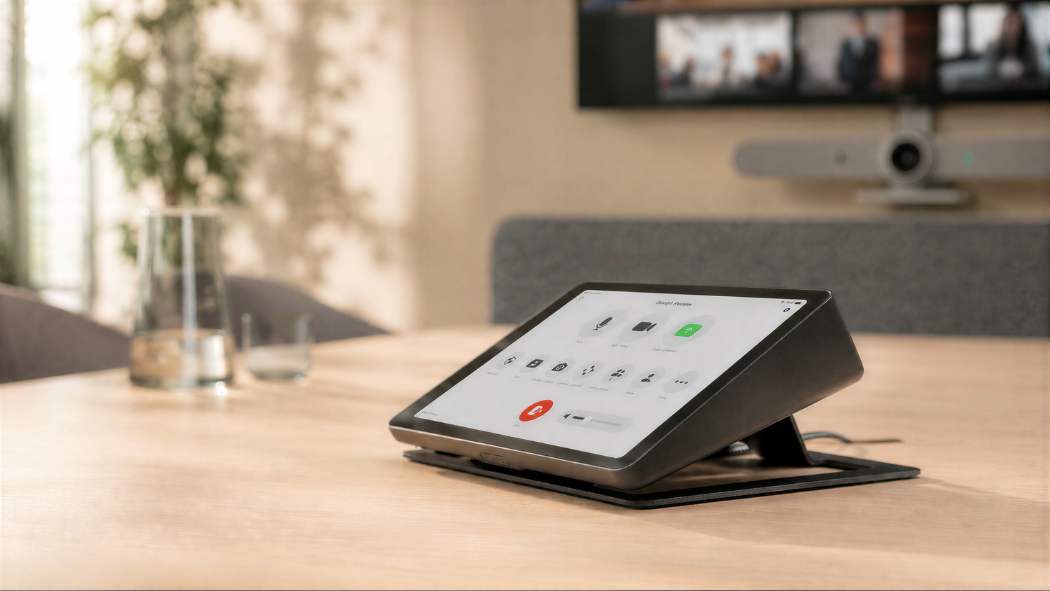 Stand for Logitech Tap tabletop view.