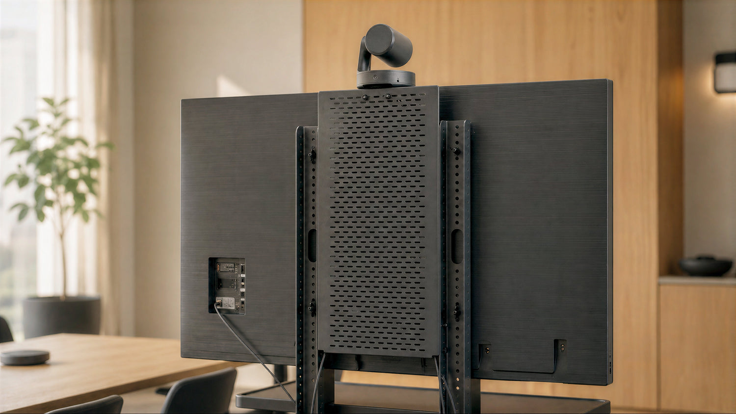 Device Panel XL for Heckler AV Cart installed on an AV cart.