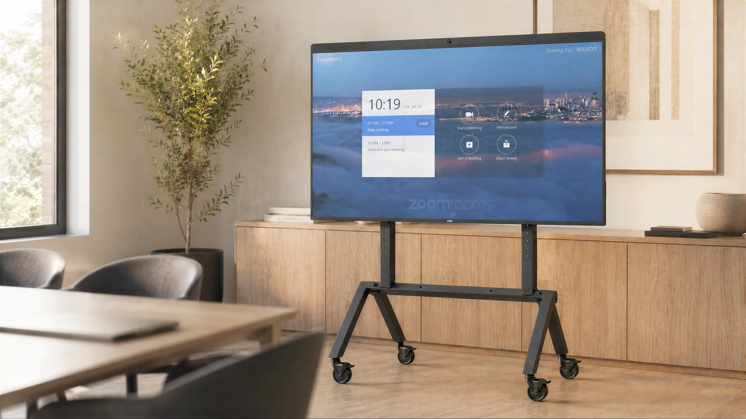 Heckler AV Cart for DTEN D7 75 in a meeting space.