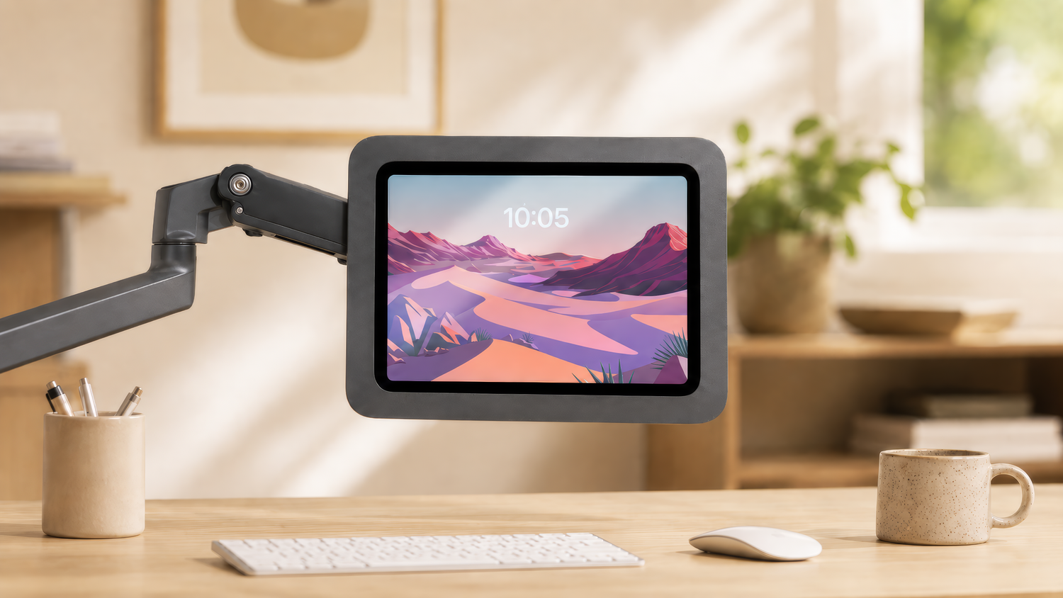 VESA Mount for iPad 10th and 11th Generation installed on an arm.