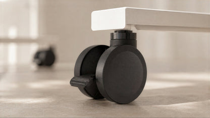 Casters for Heckler Lectern installed on a lectern.