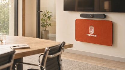 Heckler Credenza Neo in a meeting room with logo panel.